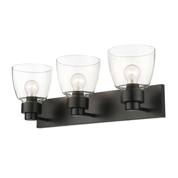 Remy Matte Black with Clear Glass Three-Light Bath Vanity, image 6